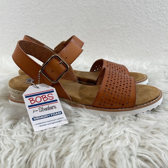 BOBS FROM SKECHERS Memory Foam Desert Kiss Sunny Flair Size 9 Brown Vegan NEW - Picture 7 of 14